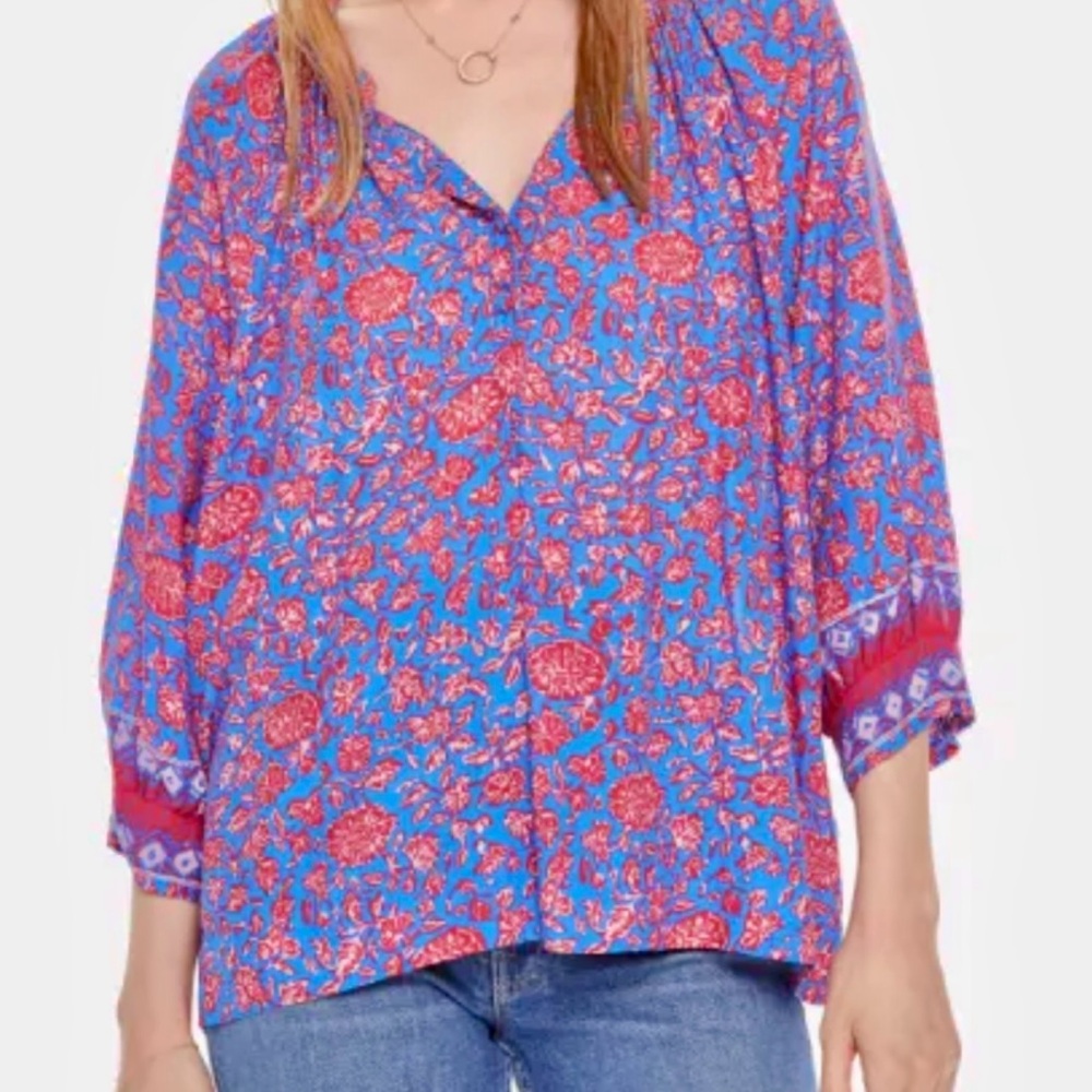 Natalie Martin Remy Top - Vibrant Blue and Red Floral Blouse